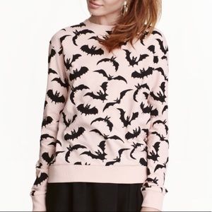 Pastel Goth Powder Pink Printed Bat Sweatshirt